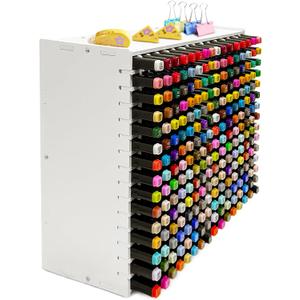 Art Marker Organizer Rack for 240 Markers, Marker Holder Watercolour Brushes Pen Holder With Removable Partition Panels, Color Pencil Storage for Desk
