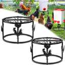 2pc Metal Stand for Chicken Feeder Waterer, Heavy Duty Chicken Water Feeder Stand Holder, Iron Chicken Feeder Buckets Barrels Stand Support Rack for Coop Poultry Indoor Outdoor (Black)