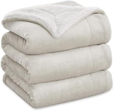 Bedsure Sherpa Fleece Blankets King Size for Bed - Thick and Warm, Soft Fuzzy Plush King Blanket for Winter, Linen, 108x90 Inches