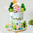 DRWATE Farm Animal Cake Topper Cow Cake Decorations with Cow Pig Horse Sheep Chicken for Baby Shower Farm Birthday Party Supplies (Clay)