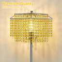 Luvkczc Crystal Floor Lamp Yellow, 64" Tall Elegant Standing Lamp with On-Off Foot Switch, Double-Layer Lampshade, Standing Lamps for Living Room, Bedroom, Office, 8W Bulb Included