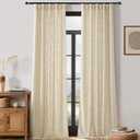 NICETOWN Pinch Pleated Natural Thick Linen Curtains 84 inches Long for Living Room 2 Panels Set, Back Tab/Rod Pocket with Pleat Tape Privacy Added Window Treatments for Farmhouse/Bedroom, W55 x L84