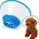 Pet Cone Recovery Dog Cone Adjustable Dog Collar Clear Padded Collar with Breathable Soft Edge, Plastic Puppy Cone Protect The Neck Surgery Recovery, Designed for Cats and Puppies (Large, Blue)