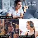 Uliptz Wireless Bluetooth Headphones, 65H Playtime, 6 EQ Sound Modes, HiFi Stereo Over Ear Headphones with Microphone, Foldable Lightweight Bluetooth 6.0 Headset for Travel/Office/Cellphone/PC, Black