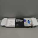 madesmart Expandable Bath Shelf, Adjustable Bathtub Tray for Bath-Night, Holds Glasses, Soaps, Toys & Bath Essentials, Non-Slip Grip, Fits Most Tubs, Blue