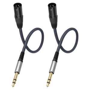 2 Pack 1/4 TRS to 3Pin XLR Male Auido Cable ,6.35mm TRS to XLR Male Braided