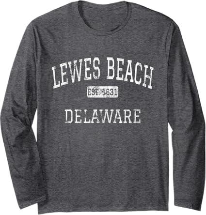 Lewes Beach Delaware DE Vintage Long Sleeve T-Shirt, S