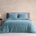 DAPU 100% Linen Duvet Cover Set - Pure Natural French Flax Linen with Corner Ties and Zipper Closure Soft Breathable Durable for Hot Sleepers 1 Duvet Cover 2 Pillowcases (Ocean, Queen/Full)