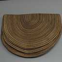 Noctiflorous Oval Braided Placemats Set of 6 Woven 12x18 Inch Non Slip Washable Heat Resistant Place Mats Round Tablemats for Dining Kitchen Party Daily Table Decor Dinner Mats (12 Brown, 6)