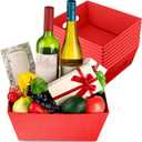 8 Pcs Gift Baskets Empty 12x10" Large Christmas Cardboard Gift Baskets Empty to Fill Big Kraft with Handles for Snack Fruit Wine Christmas Wedding Holiday (Red)