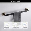 5 Pieces Bathroom Hardware Accessories Set Black and Gold Towel Bar Set,Wall Mounted Stainless Steel,23.6 Inch