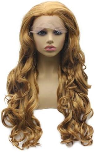 iwonawig Iewig Synthetic Lace Front Wig Blond Half Hand Tied Long Wavy Hand Tied Blonde Wig
