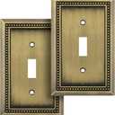 Henne Bery Sunken Pearls Heavy Duty Decorative Wall Plate Switch Plate Outlet Cover (Single Toggle, 2 Pack, Antique Brass)