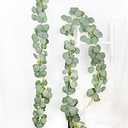 DearHouse 2pc Artificial Eucalyptus Garland Faux Silk Eucalyptus Leaves Vines Handmade Garland Greenery Wedding Backdrop Arch Table Decor, 6.1ft/pc
