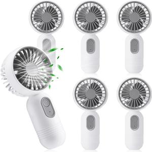 Mini Portable Fan Bulk Cute Handheld Lightweight Small Little Personal Hand Eyelash Fan 3 Speeds USB Rechargeable for Women Men Indoor Outdoor Makeup Travel Camping (White, 6 Pcs)