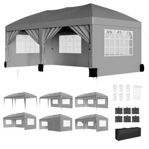 GarveeLife 10 ft x20 ft Party Tent Heavy Duty Pop Up Canopy Commercial Canopy Wedding Tent Event Shelter with 6 Removable Sidewalls and Storage Bag for Patio Backyard Outdoor, Grey