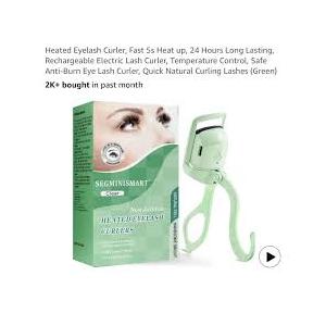 Heated Eyelash Curler, Fast 5s Heat up, 24 Hours Long Lasting, Rechargeable Electric Lash Curler, Temperature Control, Safe Anti-Burn Eye Lash Curler, Quick Natural Curling Lashes (Green)