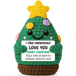 Handmade Crochet Christmas Tree Gifts for Boyfriend Girlfriend Husband Wife,Funny Xmas White Elephant Gift Stocking Stuffers for Adults,Christmas Ornaments Decorations Romantic I Love You Gift for Her
