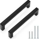 Probrico 50 Pack| Black Cabinet Handles 5 Inch(128mm) Hole Centers Drawer Pulls Stainless Steel Kitchen Cabinet Handles Matte Black Square Drawer Handles Modern Cabinet Hardware