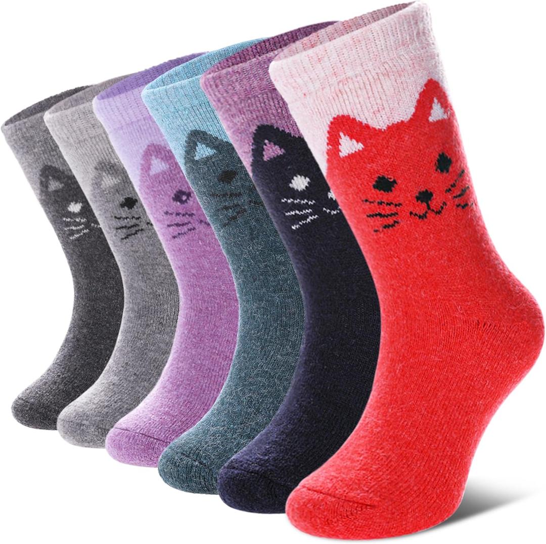 DYW Kids Merino Wool Hiking Socks Toddlers Boys Girls Winter Warm Thick Thermal Soft Cozy Crew Boot Socks 6 Pairs (1-3T)
