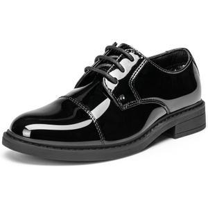 Bruno Marc Boys Dress Oxford Formal Shoes (Size 5 Big Kid, Black-pat)
