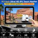 4 Wired Backup Camera System, 10.1" HD 1080P Touch DVR Quad Split IPS Monitor & 4 Side&Rear Camera, IP69K Waterproof IR Night Vision Vibration-Proof for Truck/RV/Trailer/Bus/Tractor/Heavy Equipment