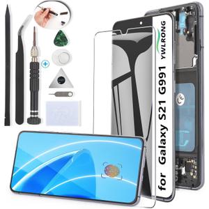 OLED for Samsung Galaxy S21 5G Screen Replacement LCD Display Touch Screen Digitizer Assembly for Samsung S21 5G G991 SM-G991U SM-G991B with ToolsSupport Fingerprint, Black Frame