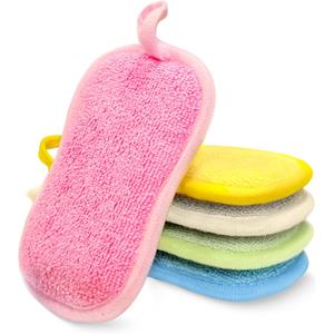 5 PCS Sponges, Non-Scratch Dish Sponge for Kitchen Household Bathroom Cleaning, Multicolour Dual Sided Kitchen Sponges Reusable Microfiber