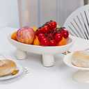 Fruit Bowl Three-Legs Ceramic Fruit Bowl for Kitchen Counter, 12 Inch Fruit Basket Decorative Candy Bowl for Table Dcor, Oval Large Bowls Key Bowl Home Table Dcor (Crme 12 Inch)