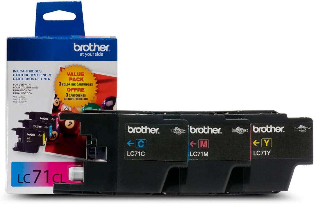 Brother LC71 3-Pack Innobella Standard Yield -Ink -Cartridges - Retail Packaging - Cyan/Yellow/Magenta (Colors)
