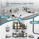 Veken Corner Shower Caddy 5-Pack, Advanced Rustproof Design, No Drilling Adhesive Shelves, Rack with Soap Holder, Bathroom Organizers and Storage, Wall-Mounted Kitchen&Home Decor,Black,Gifts for Mom