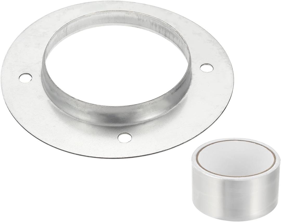 PATIKIL 4 Inch Duct Connector Flange, Metal Straight Pipe Exhaust Flange Duct Mounting Plate for Heating Cooling Ventilation HVAC System, Galvanize Steel