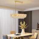 Gold Crystal Chandeliers for Dining Room，11-Lights L35.4 Inch