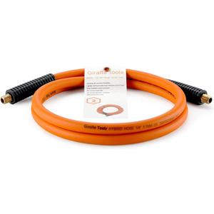 Giraffe Tools Hybrid Lead-in Air Hose, 3/8 inch x 6 ft, 1/4 in. MNPT Fittings, 300 PSI Heavy Duty, Lightweight Air Compressor Hose Short