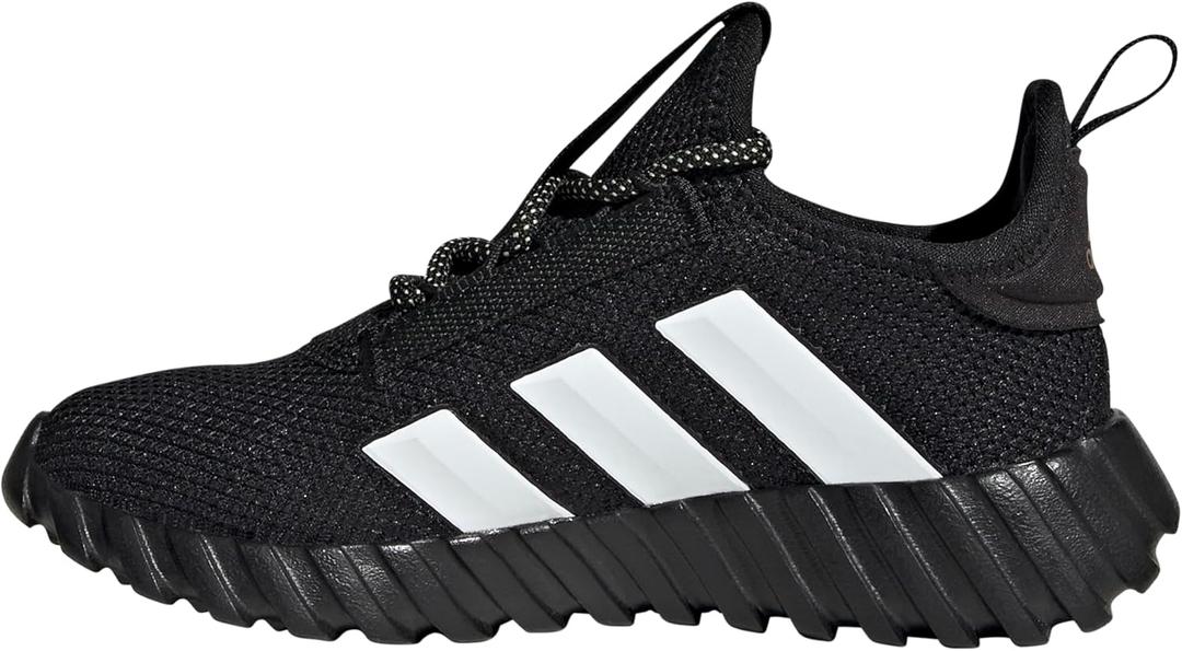 adidas Boys Kaptir 3S Lace Up Sneakers Shoes Casual - Grey (2 Big Kid, Black/Gold Metallic/White)