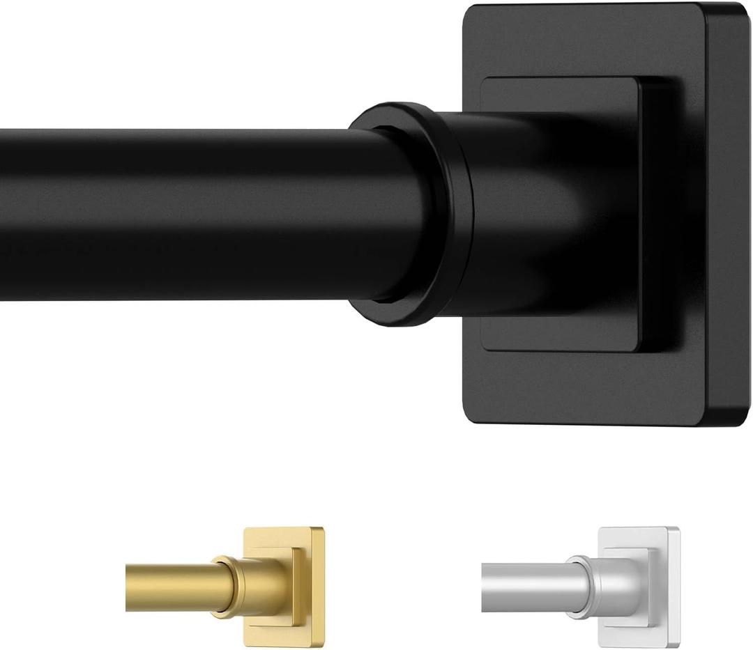 Shower Curtain Rod Adjustable 31-79", Anti-Rust Shower Rod & Spring Tension Shower Rod No Drill, Black Shower Curtain Rod for Bathroom Tension Rod