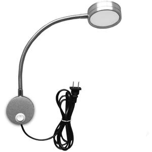 5W Wall Mounted Reading Light Flexible Gooseneck LED Sconce Lamp with Plug & Switch for Bedroom, Office, Workbench, Studio (03 Silver Cool)