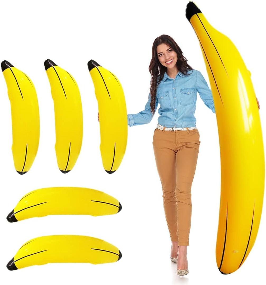 6 Pcs Bachelorette Party Game Inflatable Banana Props Balloons,Include 70 Inch Banana x 1,23 Inch Banana x 5,for Indoor and Outdoor Bachelorette Party Decoration Supplies
