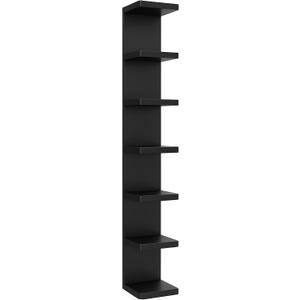 LitaEther Versatile 7 Tier Wall Shelf Unit,Black Lack Wall Shelf,Display Floating Shelf with Round Edge