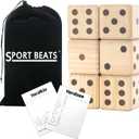 Giant Wooden Yard Dice Set - Outdoor Lawn Games for Adults and Family, 3.5 Inch Solid Pine Wood, Backyard Camping Tailgating Set with Scorecards and Carry Bag
