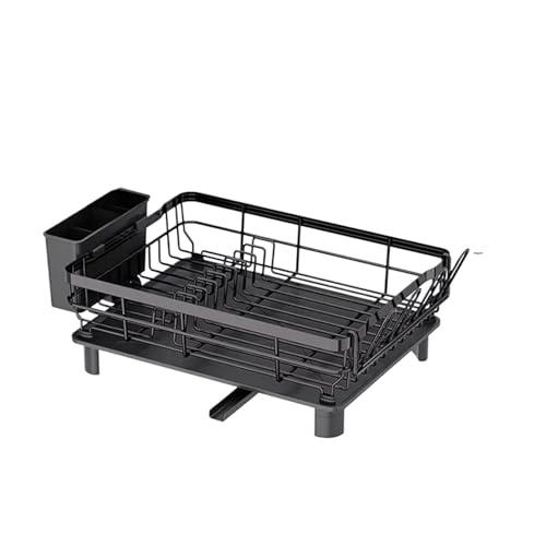 Over Sink Dish Drying Rack - Kitchen Utensils Organizer with Drain Board - Countertop Dish Drainer for Plates, Bowls, Chopsticks, Spoons - Space-Saving Dish Rack for Efficient Kitchen Organ