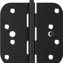 goldenwarm Black Door Hinges 4inch 2 Pack Security Door Hinges, Interior/Exterior Matte Black 4" Hinges with 5/8" Radius Corner for Doors Reversible Full Mortise Combination