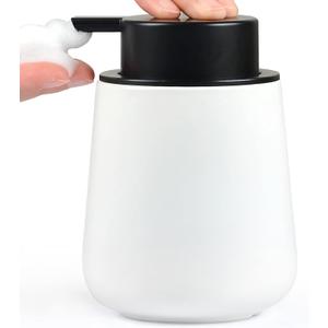Bosilunlife Foam Soap Dispenser - 12Oz Matte White Ceramic Foaming Hand Soap Dispenser for Bathroom Refillable Liquid Kitchen Dish Hand Wash Dispenser Modern