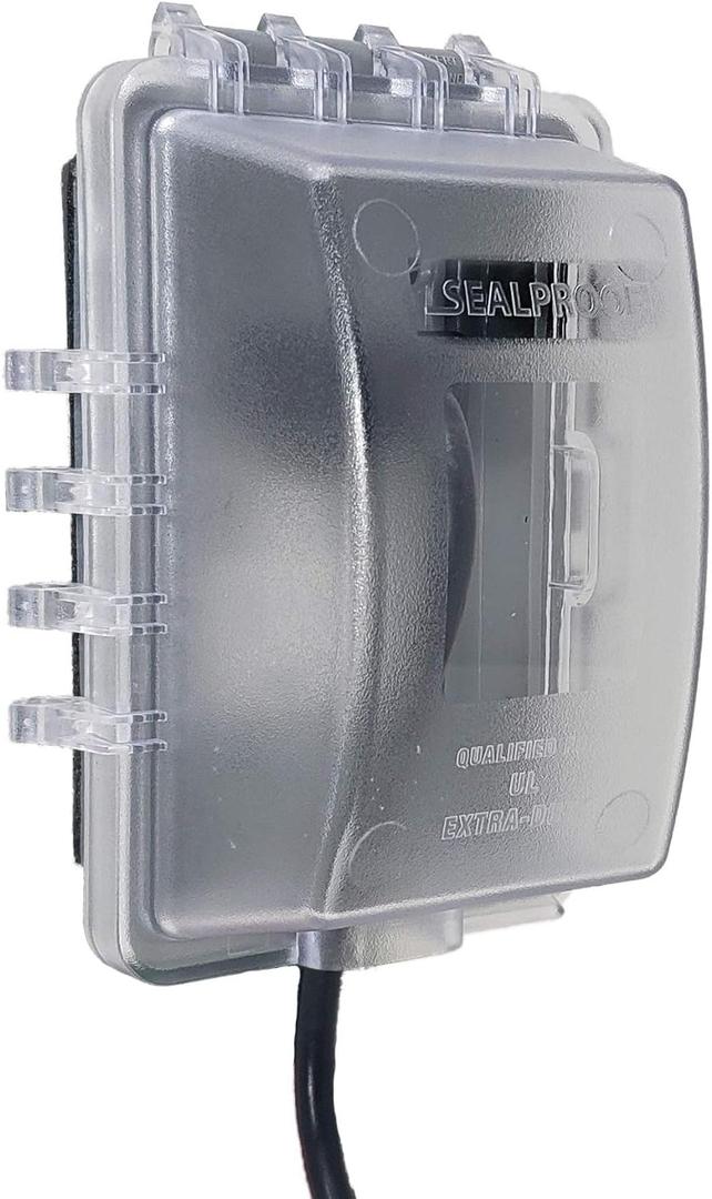 Sealproof 1-Gang Weatherproof In Use Outlet Cover | Horizontal/Vertical Outdoor Plug and Receptacle Protector, Lockable Bubble Cover, UL Extra Duty Compliant, 18 Configurations (Clear Frost)