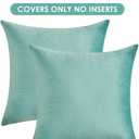 Krifey Throw Pillow Covers Velvet Decorative Square Pillowcase Soft Cushion Case for Couch Bedroom 16x16 Inch Aqua Green, Pack of 2