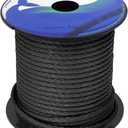 emma kites 100% UHMWPE Braided Cord 7/64~3/16"(Dia.) Heavy Duty Abrasion Resist. Low Stretch Utility Cord for Kites Surfing Whoopie Rigging Spearfishing Kayak Survival Repair, 1600~5500Lbs Spool (1/8" x 100Ft, Black)