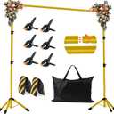JSungo 10x8.5 FT Backdrop Stand for Parties, Adjustable Photo Backdrop Stand Kit with Carrying Bag, Portable Background Stand Backdrop for Wedding, Photoshoot, and Photo Studio, Gold