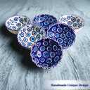 Handmade Decorative Turkish Ceramic Mini Pinch Bowls Set of 6 Small Dipping & Serving Sauce Bowls, Charcuterie Accessories, Hand-Painted Evil Eye Pattern Snack Dishes for Kitchen & Table Decor