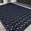 LUMI Outdoor Doormat 19x30, Front Door Mat Outside Entrance, Heavy Duty Rubber Welcome Exterior Door Mat Non Slip Waterproof, Outdoor Rubber Mats with Drainage Holes, Easy Clean Entryway Mats, Blue