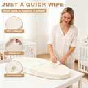 Baby Changing Pad for Dresser, with Wipeable Waterproof PU Cover, Contoured Diaper Changing Pad with Non-Slip Safety Belt, Portable Lightweight Changing Mat with Cushioned Foam, Beige